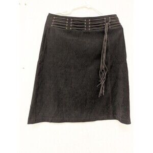 Exact Change Women's Size 9 Brown Pencil Midi Skirt Zip Tassel Pre-owned